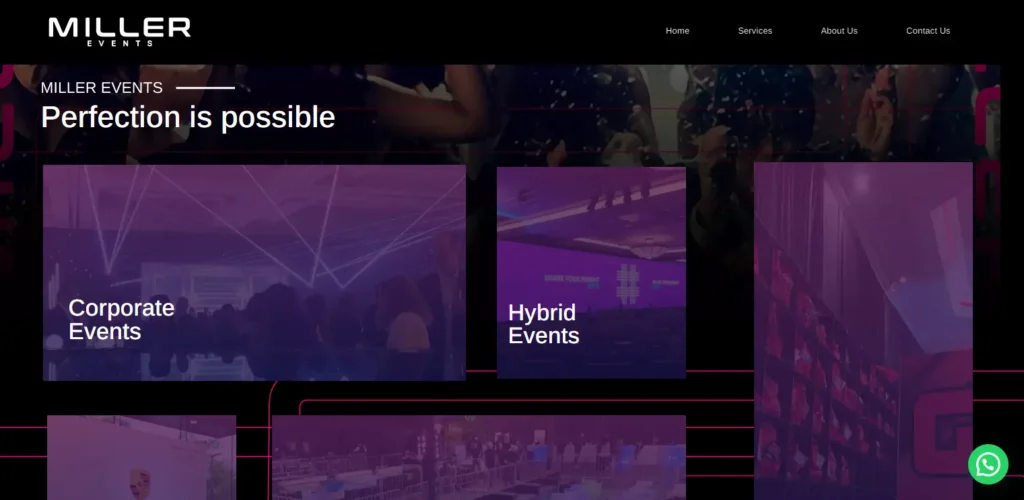 portada de web de Miller events